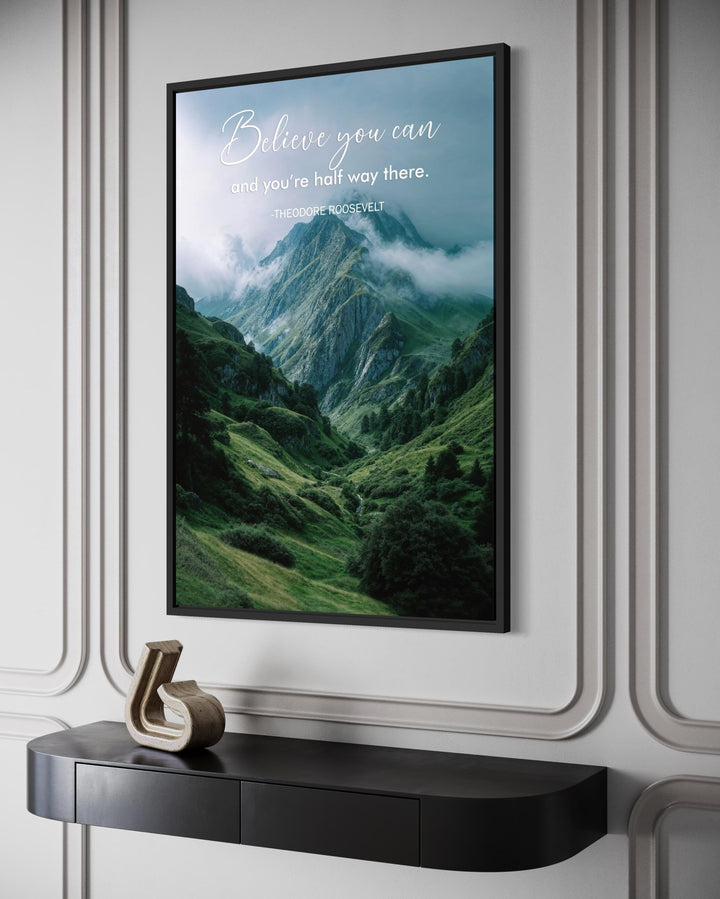 Motivational Office Wall Art | Inspirational Mountain Quote Canvas Print for Modern Workspace