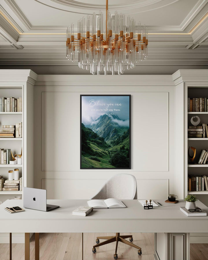 Motivational Office Wall Art | Inspirational Mountain Quote Canvas Print for Modern Workspace