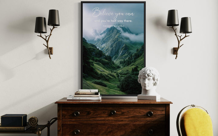 Motivational Office Wall Art | Inspirational Mountain Quote Canvas Print for Modern Workspace
