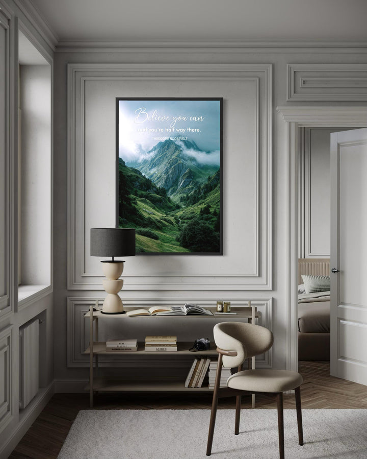 Motivational Office Wall Art | Inspirational Mountain Quote Canvas Print for Modern Workspace