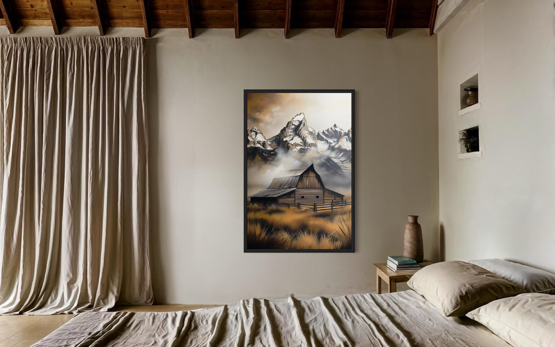 Moulton Barn In Grand Teton Framed Canvas Wall Art