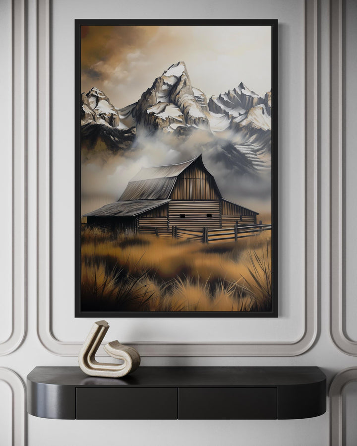 Moulton Barn In Grand Teton Framed Canvas Wall Art