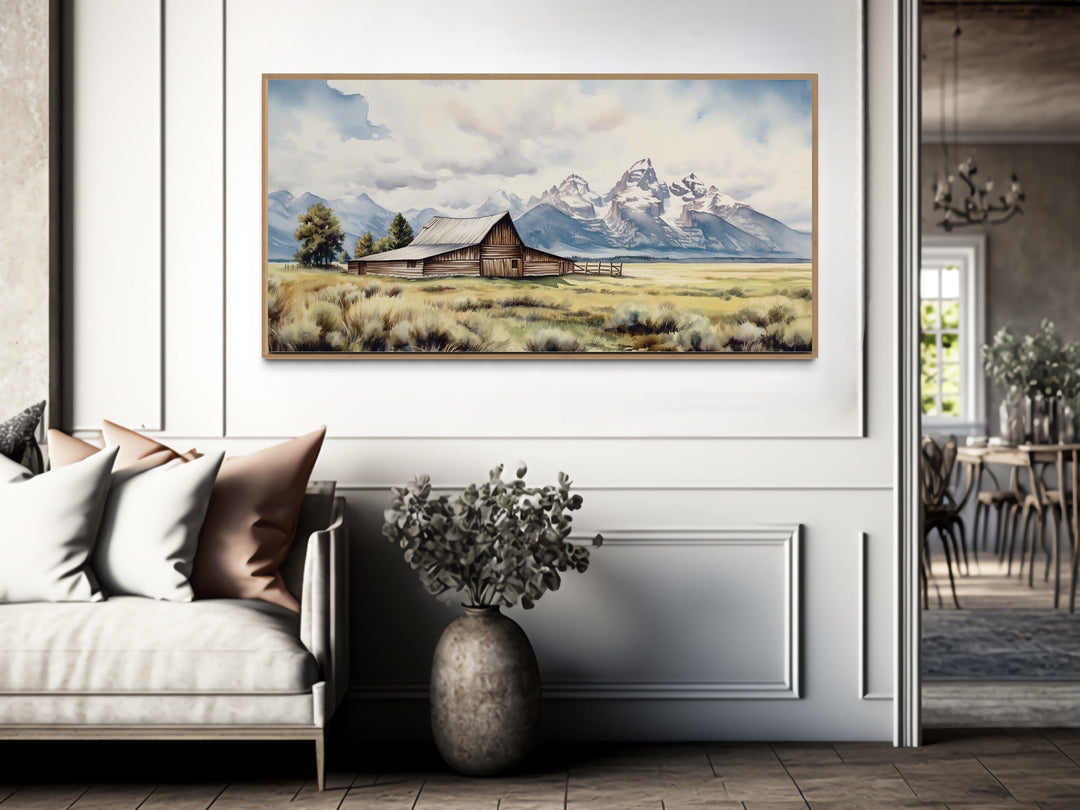 Moulton Barn In Grand Teton National Park Framed Canvas Wall Art