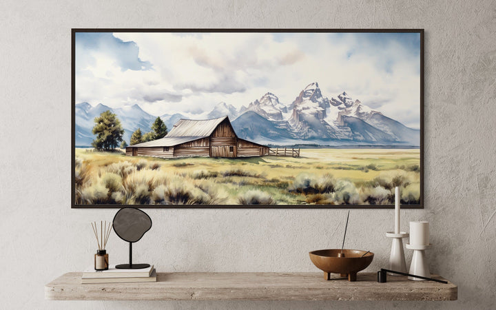 Moulton Barn In Grand Teton National Park Framed Canvas Wall Art