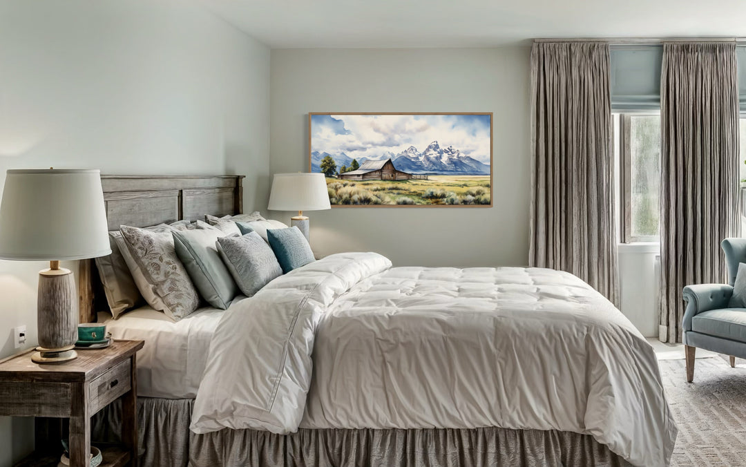 Moulton Barn In Grand Teton National Park Framed Canvas Wall Art