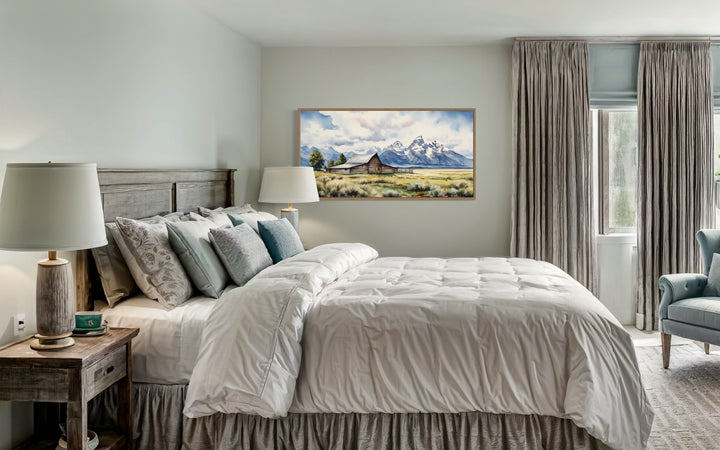 Moulton Barn In Grand Teton National Park Framed Canvas Wall Art