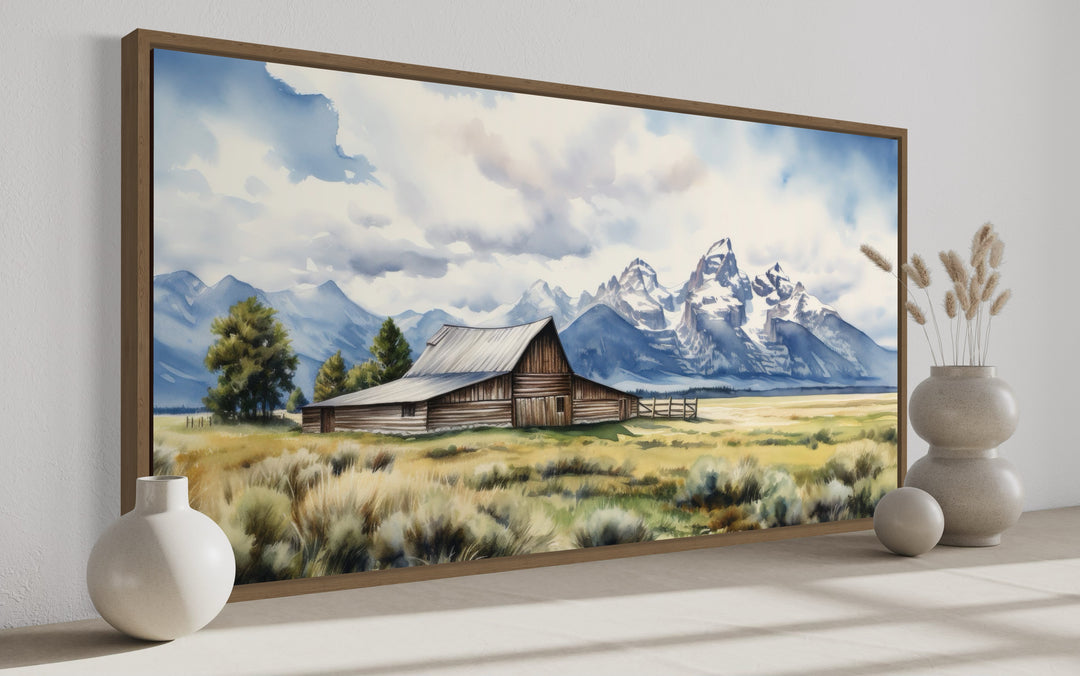 Moulton Barn Wall Art - Framed Grand Teton Canvas Rustic Farmhouse Decor