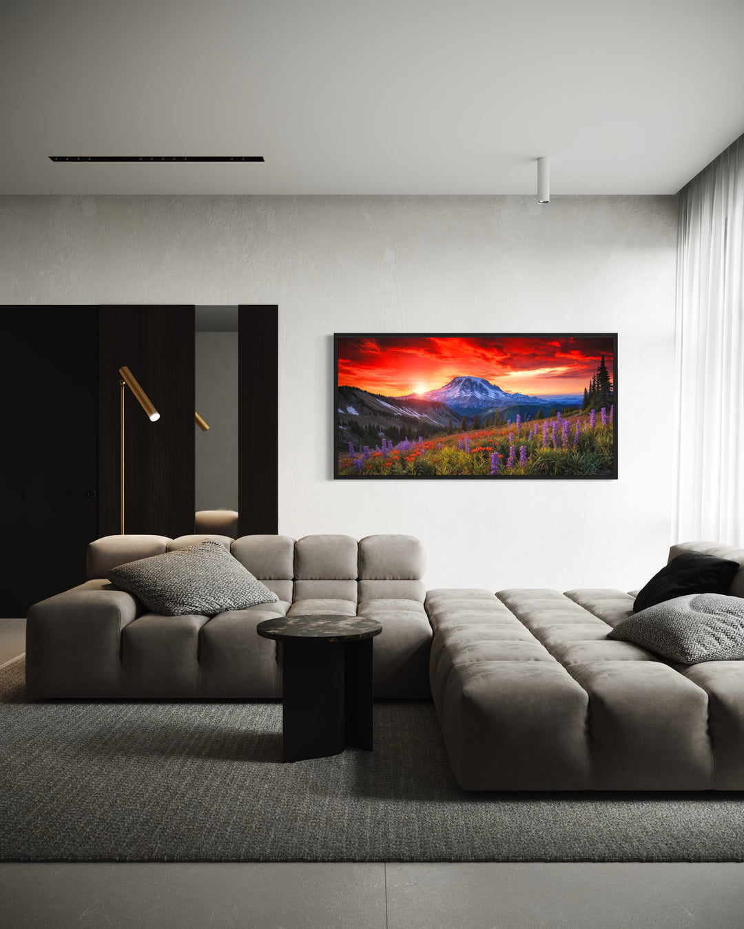 Mount Rainier Wall Art – Wildflower Canvas Print | Rustic Mountain Nature Decor