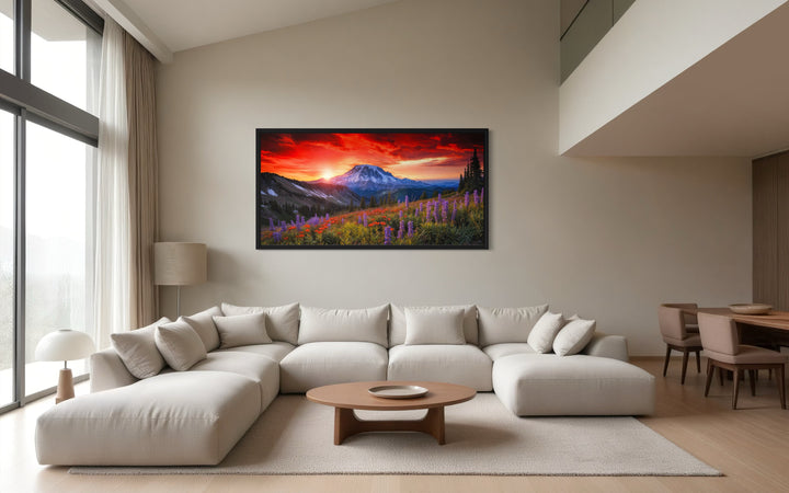 Mount Rainier Wall Art – Wildflower Canvas Print | Rustic Mountain Nature Decor