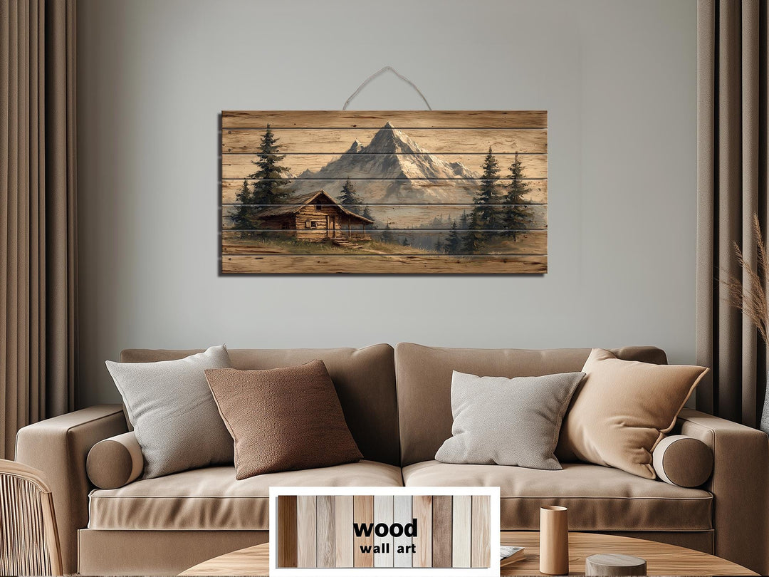 Mountain Cabin Distressed Wood Wall Art