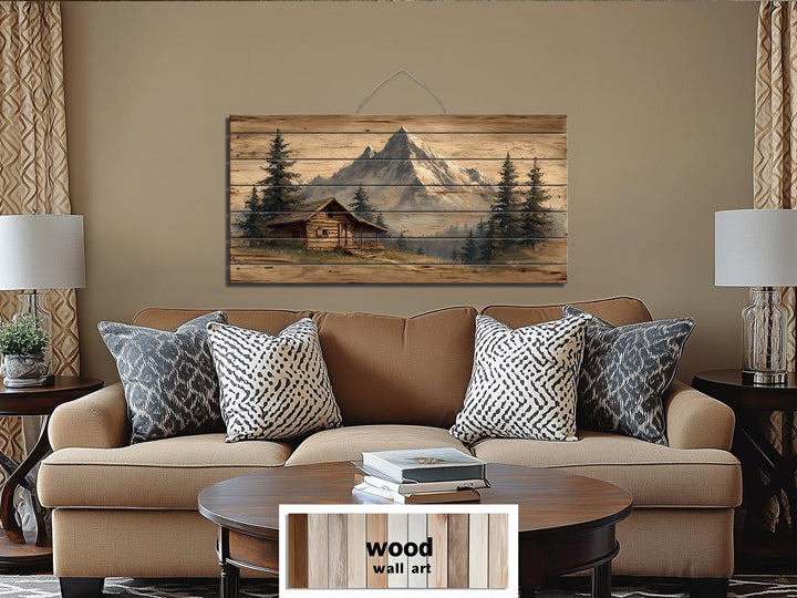 Mountain Cabin Distressed Wood Wall Art