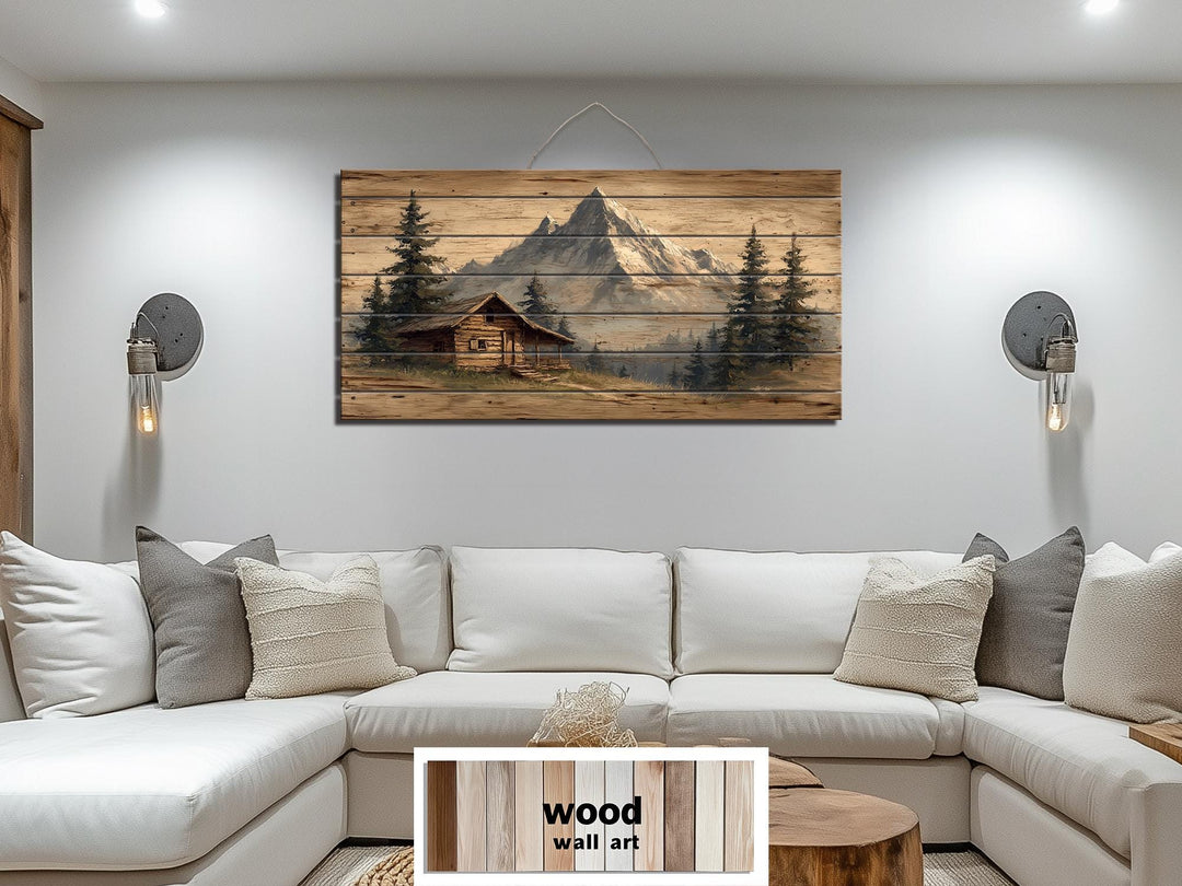 Mountain Cabin Distressed Wood Wall Art