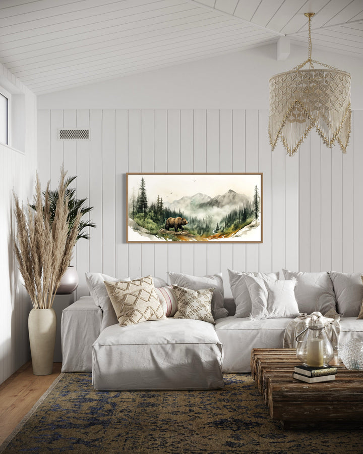 Mountain Forest Wall Art - Bear Canvas Print | Rustic Cabin Wildlife Decor