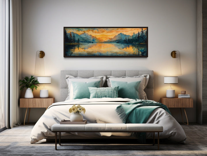 Mountain Lake Horizontal Sunset Nature Landscape Wall Art