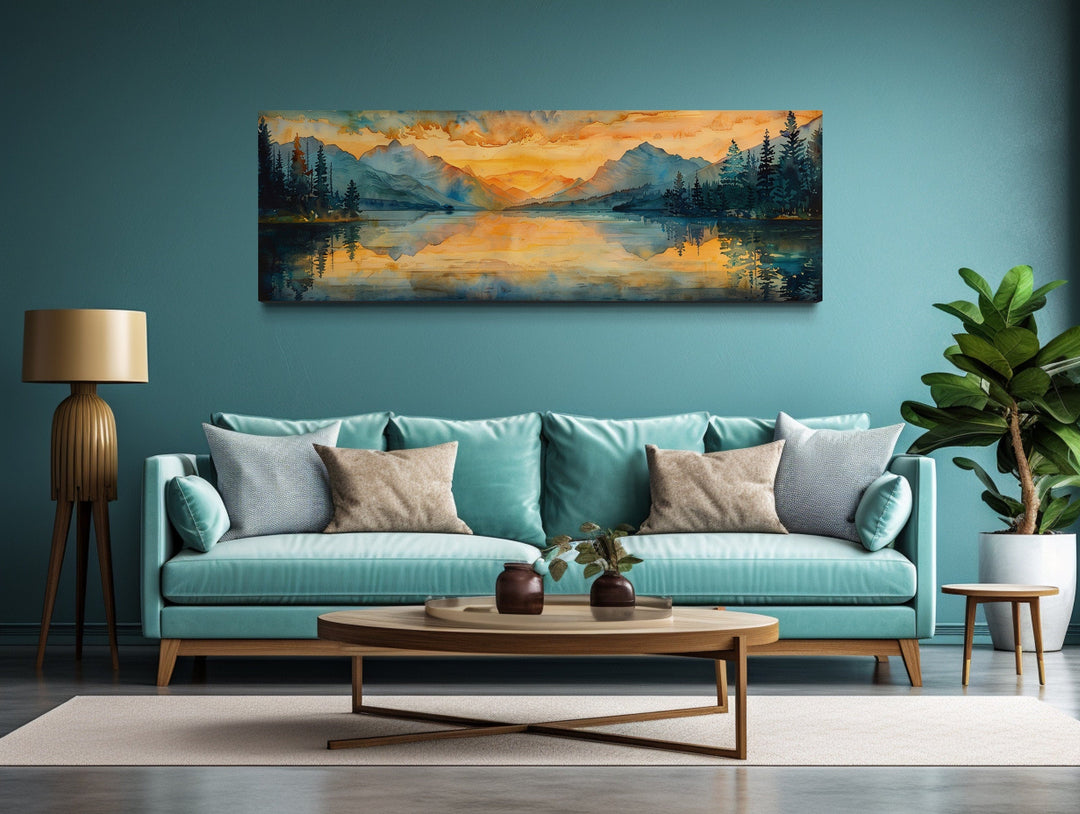 Mountain Lake Horizontal Sunset Nature Landscape Wall Art