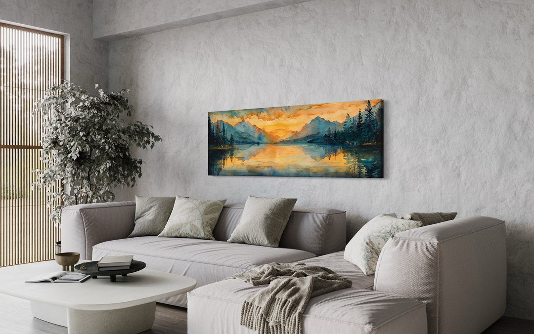 Mountain Lake Horizontal Sunset Nature Landscape Wall Art