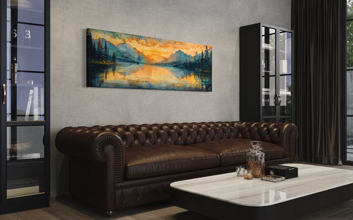 Mountain Lake Horizontal Sunset Nature Landscape Wall Art