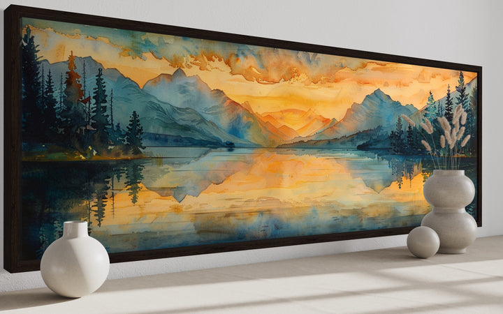 Mountain Lake Horizontal Sunset Nature Landscape Wall Art