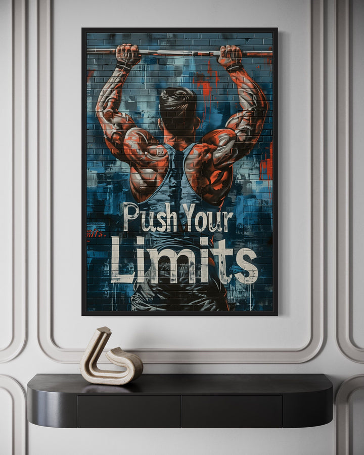 Wall Art For Men - Muscular Man Pushing Limits Fitness Motivation Gym Wall Art