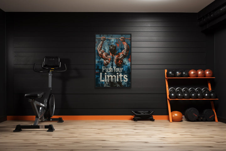 Muscular Man Pushing Limits Fitness Motivation Gym Wall Art