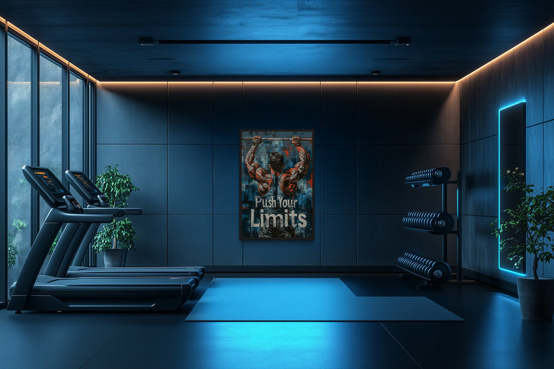 Muscular Man Pushing Limits Fitness Motivation Gym Wall Art – Wall