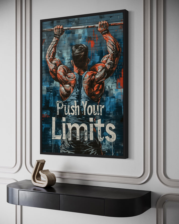 Muscular Man Pushing Limits Fitness Motivation Gym Wall Art