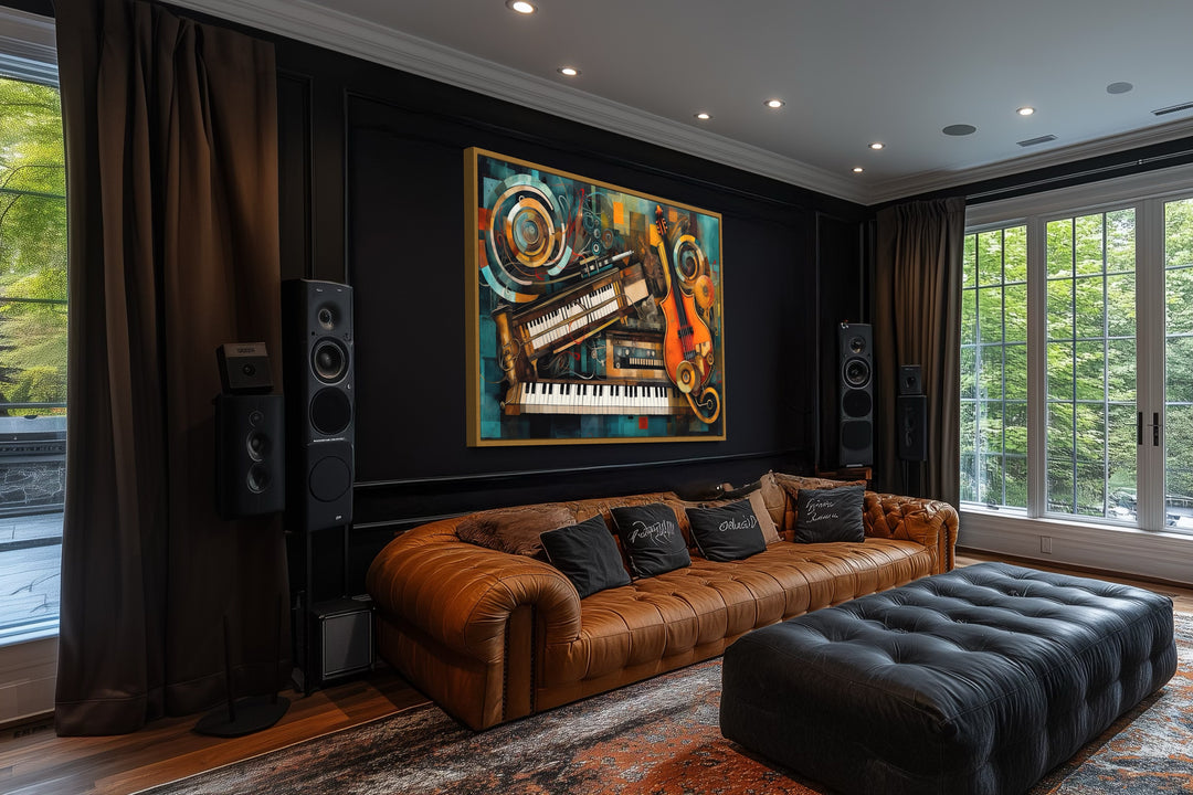 Musical Instruments Abstract Framed Canvas Wall Art