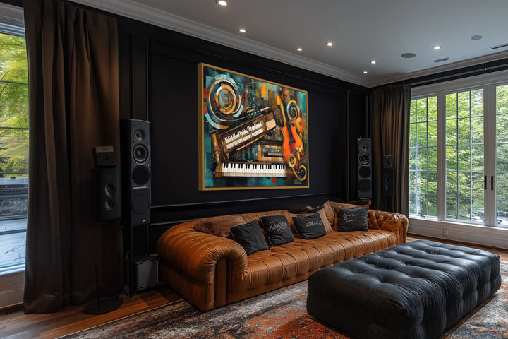 Musical Instruments Abstract Framed Canvas Wall Art