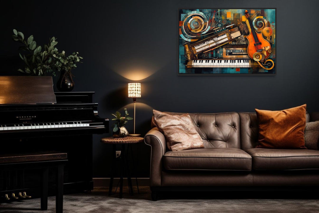 Musical Instruments Abstract Framed Canvas Wall Art