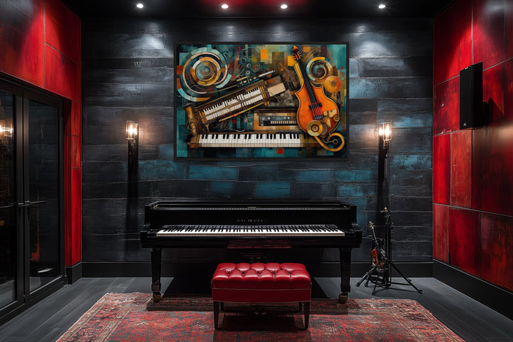 Musical Instruments Abstract Framed Canvas Wall Art
