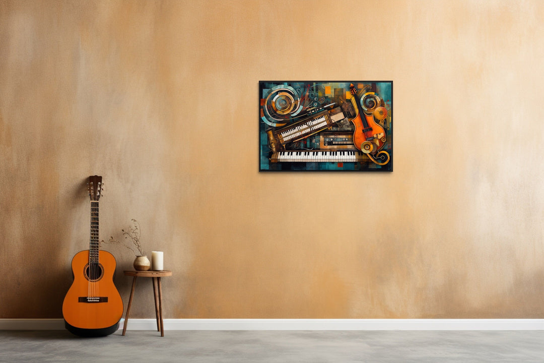 Musical Instruments Abstract Framed Canvas Wall Art