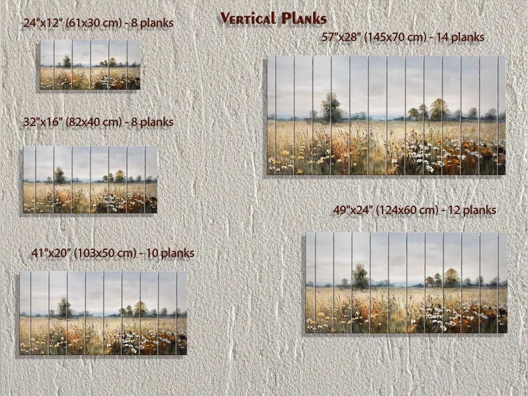 Muted Rustic Wildflower Meadow Distressed Wood Wall Art