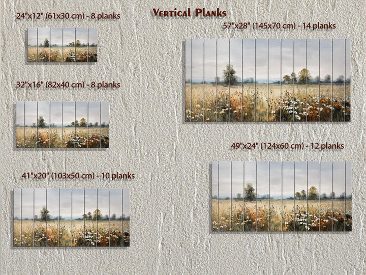 Muted Rustic Wildflower Meadow Distressed Wood Wall Art