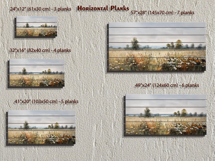 Muted Rustic Wildflower Meadow Distressed Wood Wall Art