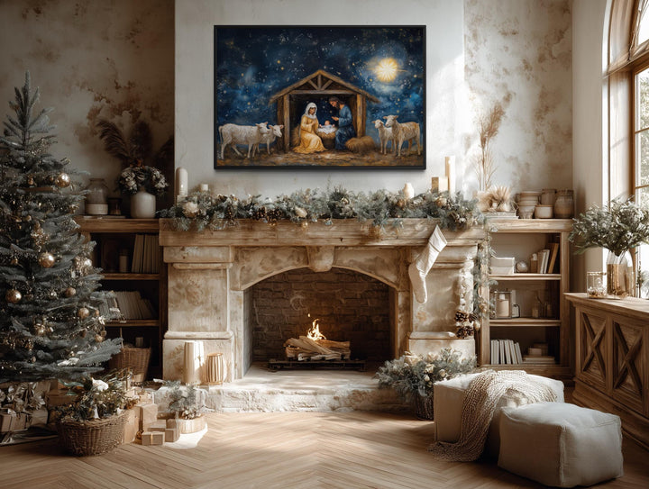 Nativity Wall Art – Holy Family Manger Scene, Star of Bethlehem Print