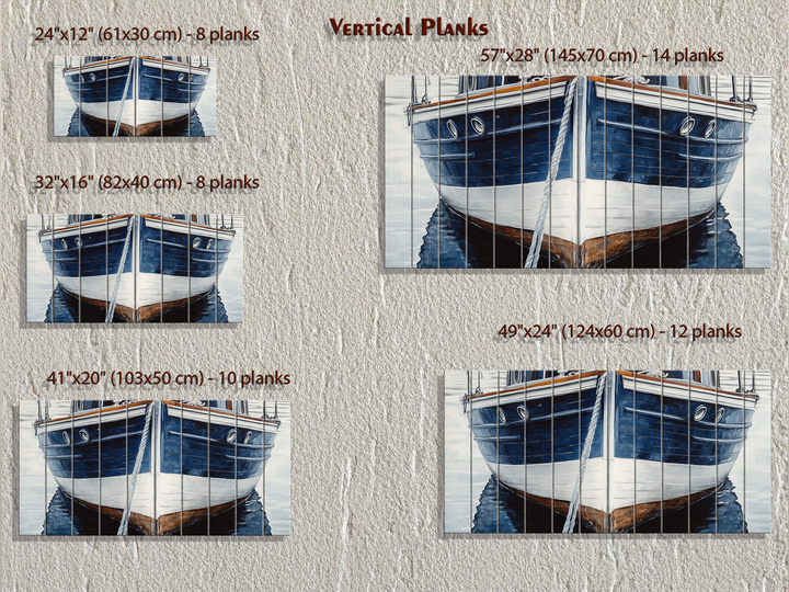 Navy Blue Boat Real Wood Nautical Wall Art
