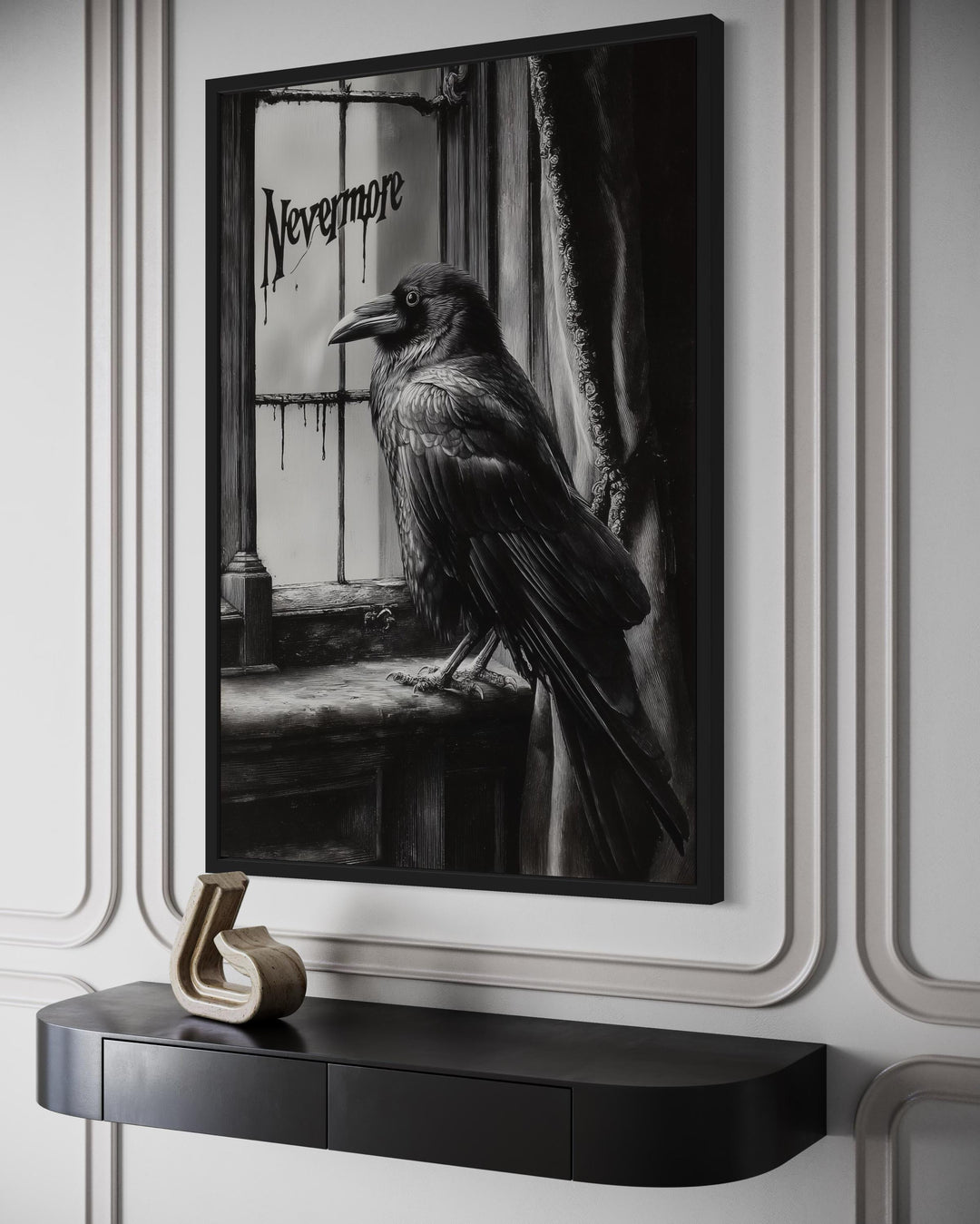 Nevermore Gothic Wall Art With Raven Inspired By Edgar Poe