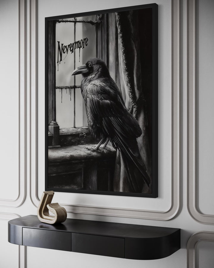 Nevermore Gothic Wall Art With Raven Inspired By Edgar Poe