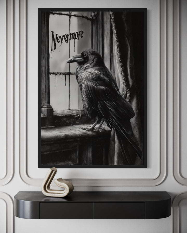 Nevermore Gothic Wall Art With Raven Inspired By Edgar Poe