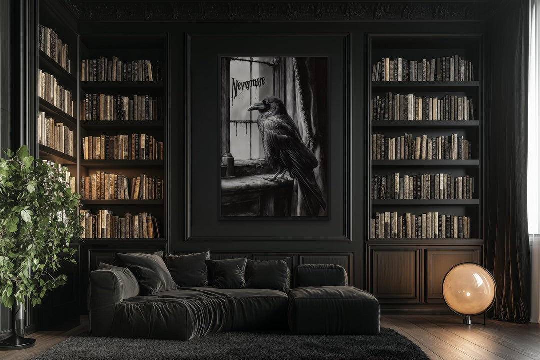 Nevermore Gothic Wall Art With Raven Inspired By Edgar Poe