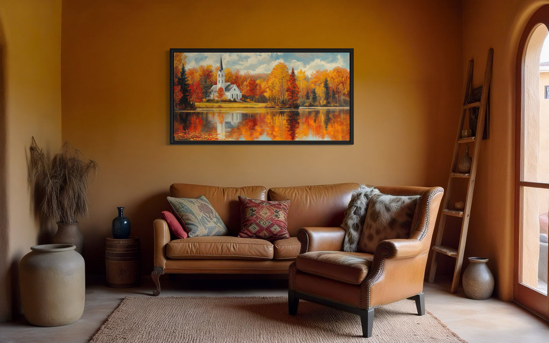 New England Autumn Wall Art – Vermont Landscape Print | Rustic Fall Foliage Decor Canvas