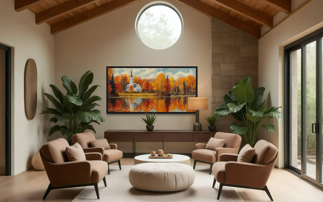 New England Autumn Wall Art – Vermont Landscape Print | Rustic Fall Foliage Decor Canvas