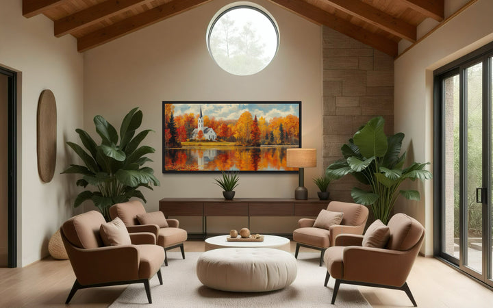 New England Autumn Wall Art – Vermont Landscape Print | Rustic Fall Foliage Decor Canvas