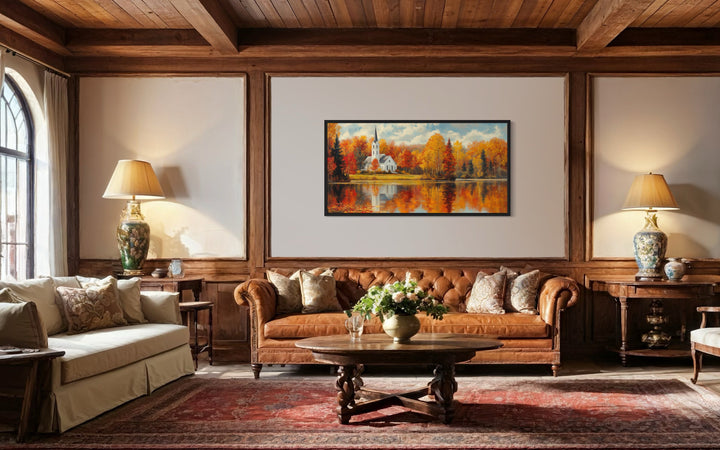 New England Autumn Wall Art – Vermont Landscape Print | Rustic Fall Foliage Decor Canvas