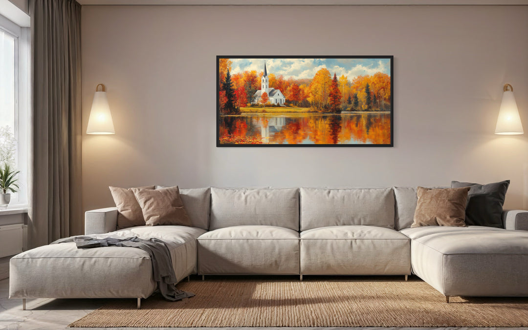 New England Autumn Wall Art – Vermont Landscape Print | Rustic Fall Foliage Decor Canvas