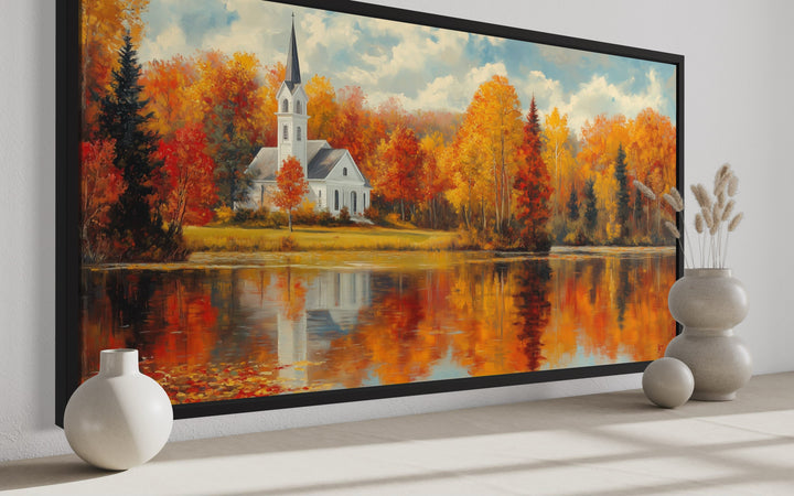 New England Autumn Wall Art – Vermont Landscape Print | Rustic Fall Foliage Decor Canvas