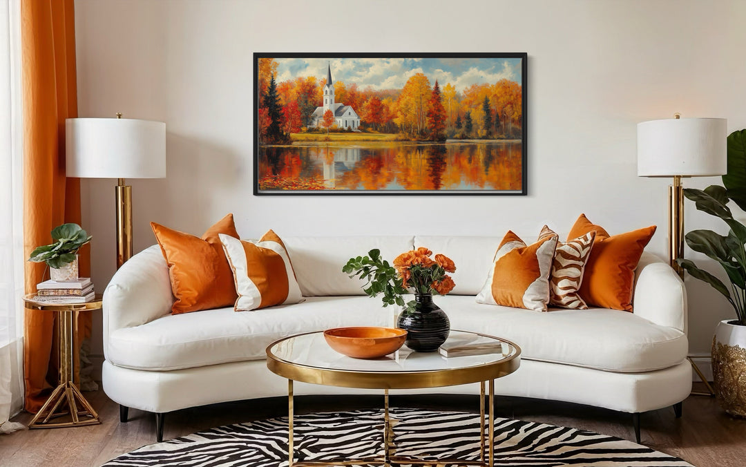 New England Autumn Wall Art – Vermont Landscape Print | Rustic Fall Foliage Decor Canvas