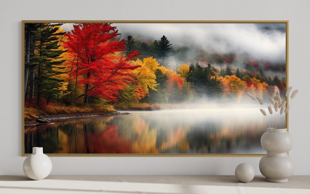 New England Lake And Forest Landscape Autumn Wall Art