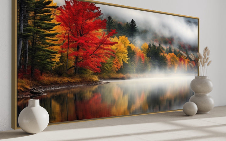 New England Lake And Forest Landscape Autumn Wall Art