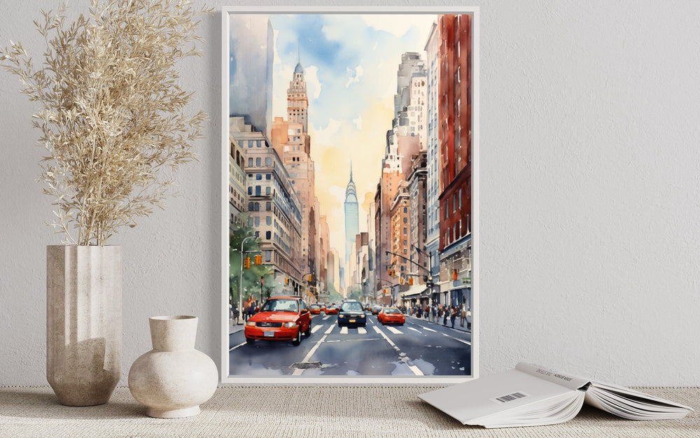 New York City Manhattan Vintage Watercolor Travel Poster
